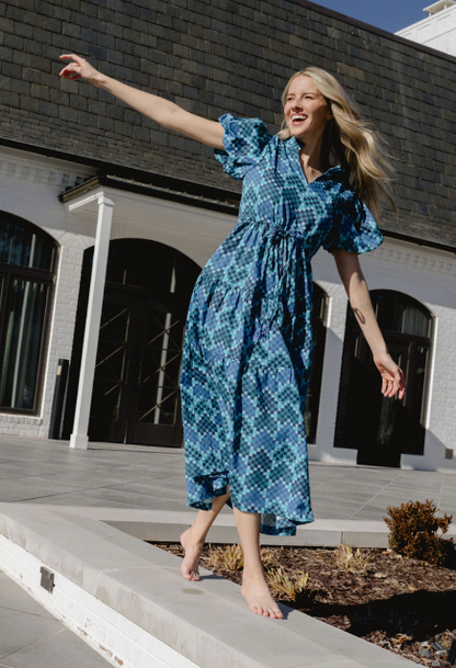 Women's Margaret Dress- Checker Blue