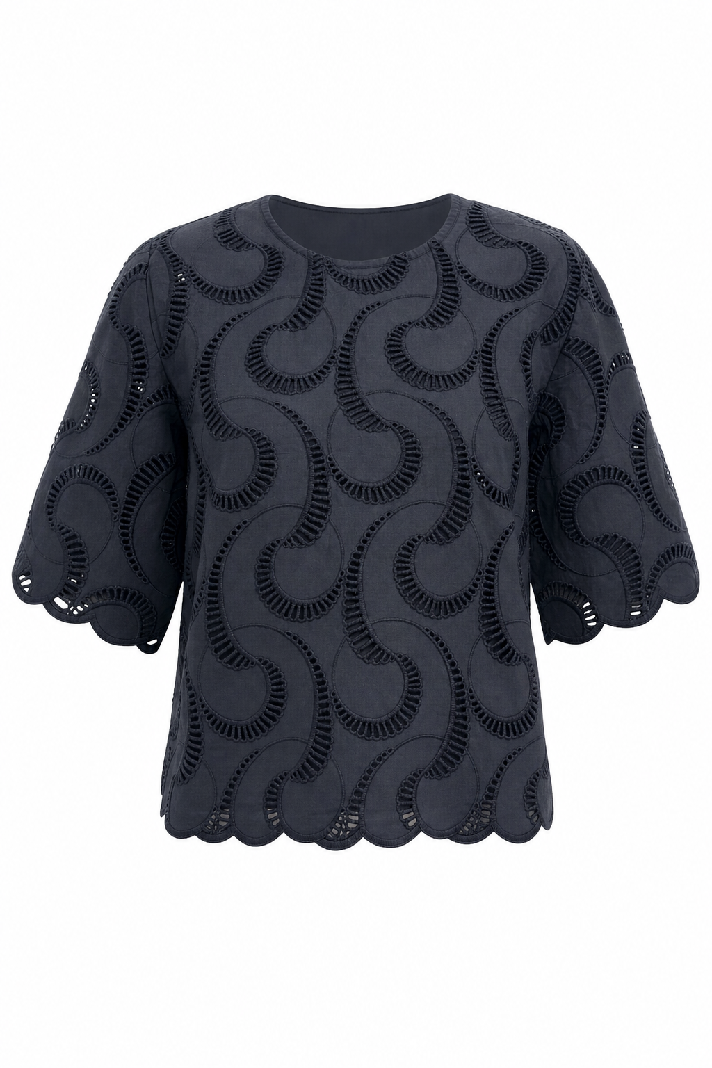 1/2 Sleeve Crop- Black Paisley