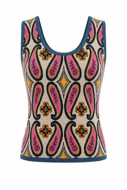 Knit Tank- Paisley Jacquard