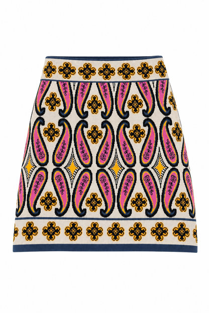 Knit Skirt- Paisley Jacquard