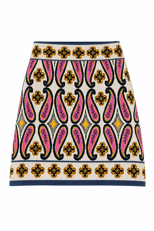 Knit Skirt- Paisley Jacquard