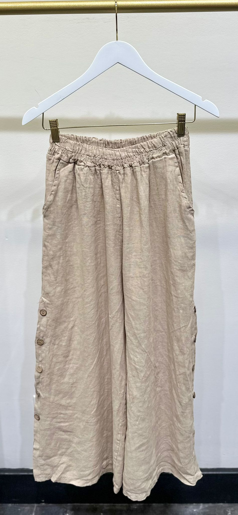 Wide Leg Linen Pants- Earth Beige