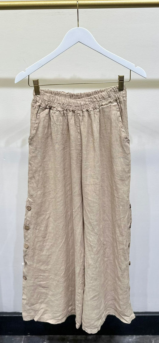 Wide Leg Linen Pants- Earth Beige