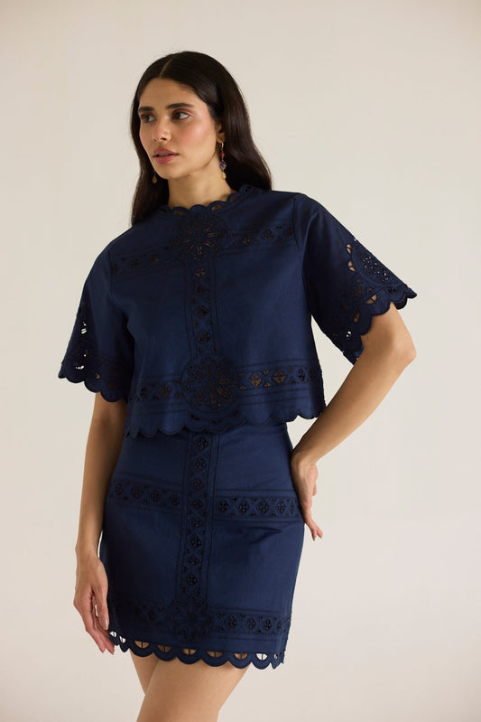Carrie Mini Skirt- Navy