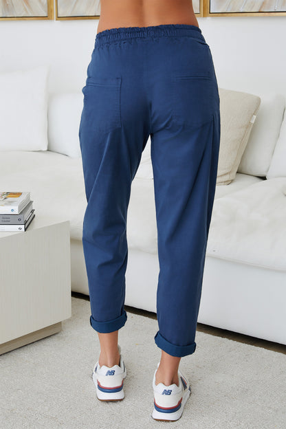 Drawstring Lightweight Jogger- Navy