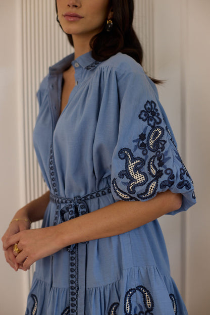 Oyster Mini Dress- Hoki Blue