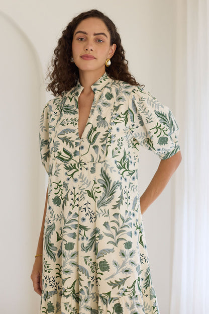 Sumatra Midi Dress- Forest Bliss