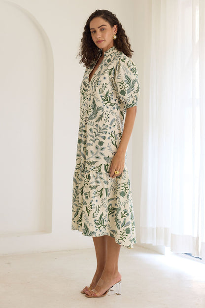Sumatra Midi Dress- Forest Bliss
