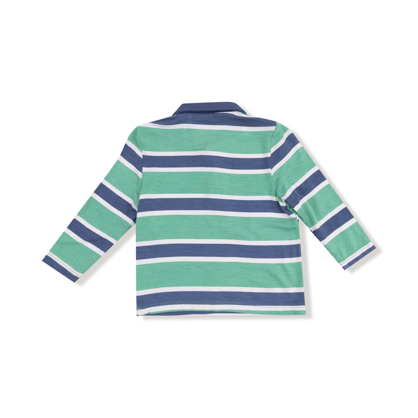 Rugby Stripe Polo Shirt- Green + Navy
