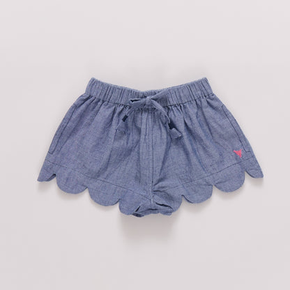 Girls Scallop Short - Chambray