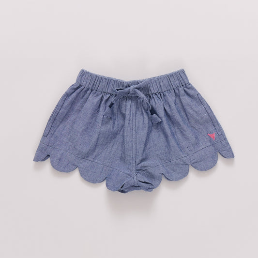 Girls Scallop Short - Chambray