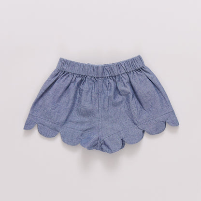 Girls Scallop Short - Chambray