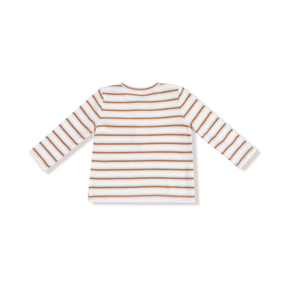 Vintage Stripe L/S Henley- Brown