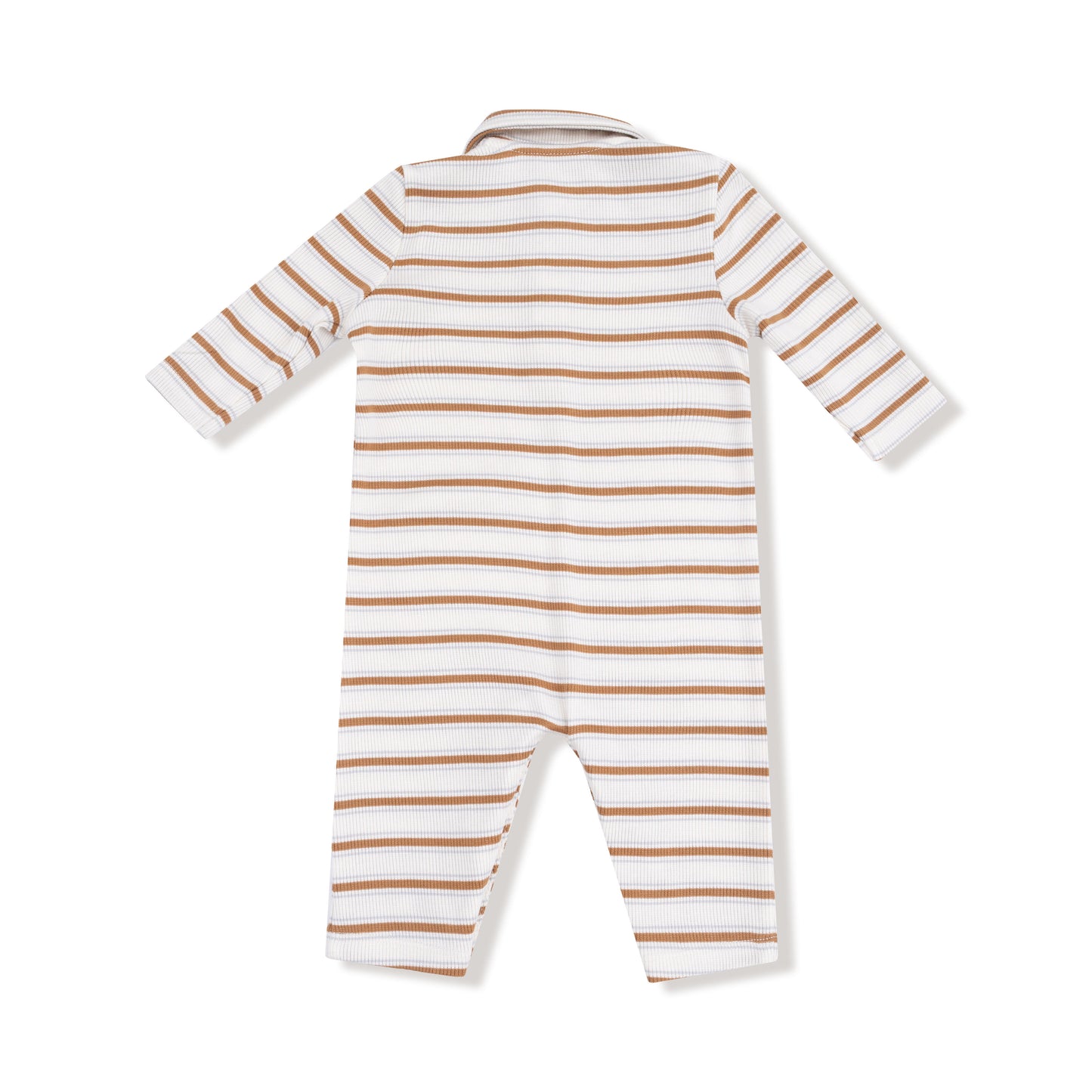 Polo Romper- Brown Vintage Stripe