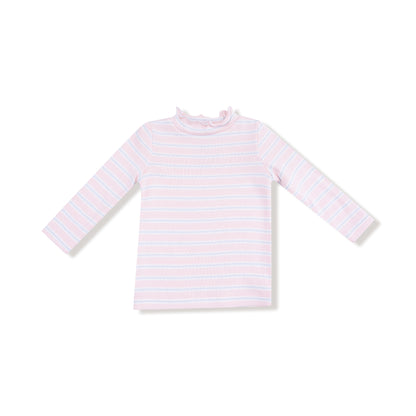 Mock Turtle Neck- Pink Multi Stripe