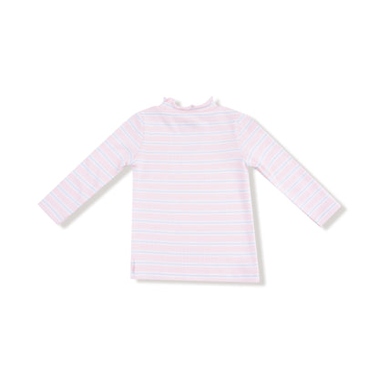 Mock Turtle Neck- Pink Multi Stripe