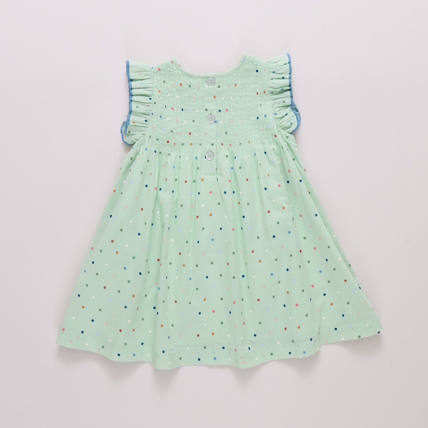 Girls Jaipur Dress- Pastel Green Polka Dot