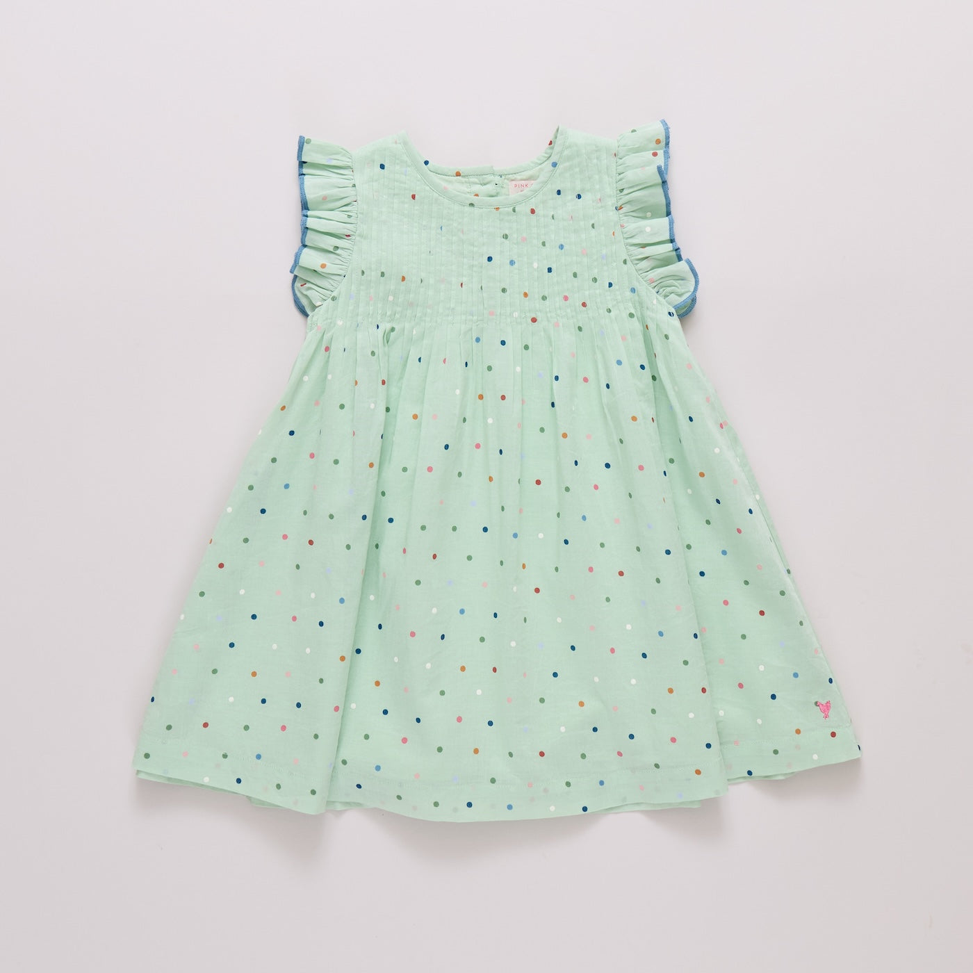 Girls Jaipur Dress- Pastel Green Polka Dot