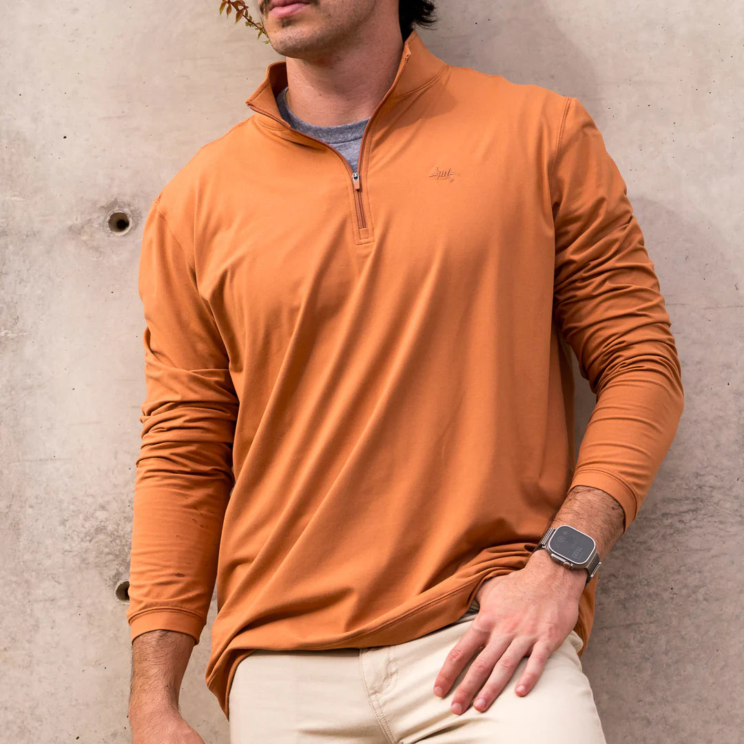 Performance Hybrid Quarter Zip- Burnt Orange