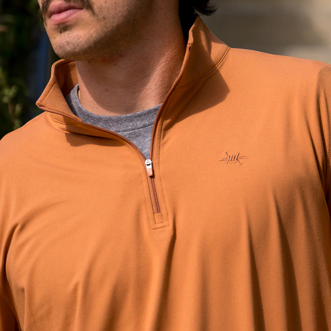 Performance Hybrid Quarter Zip- Burnt Orange