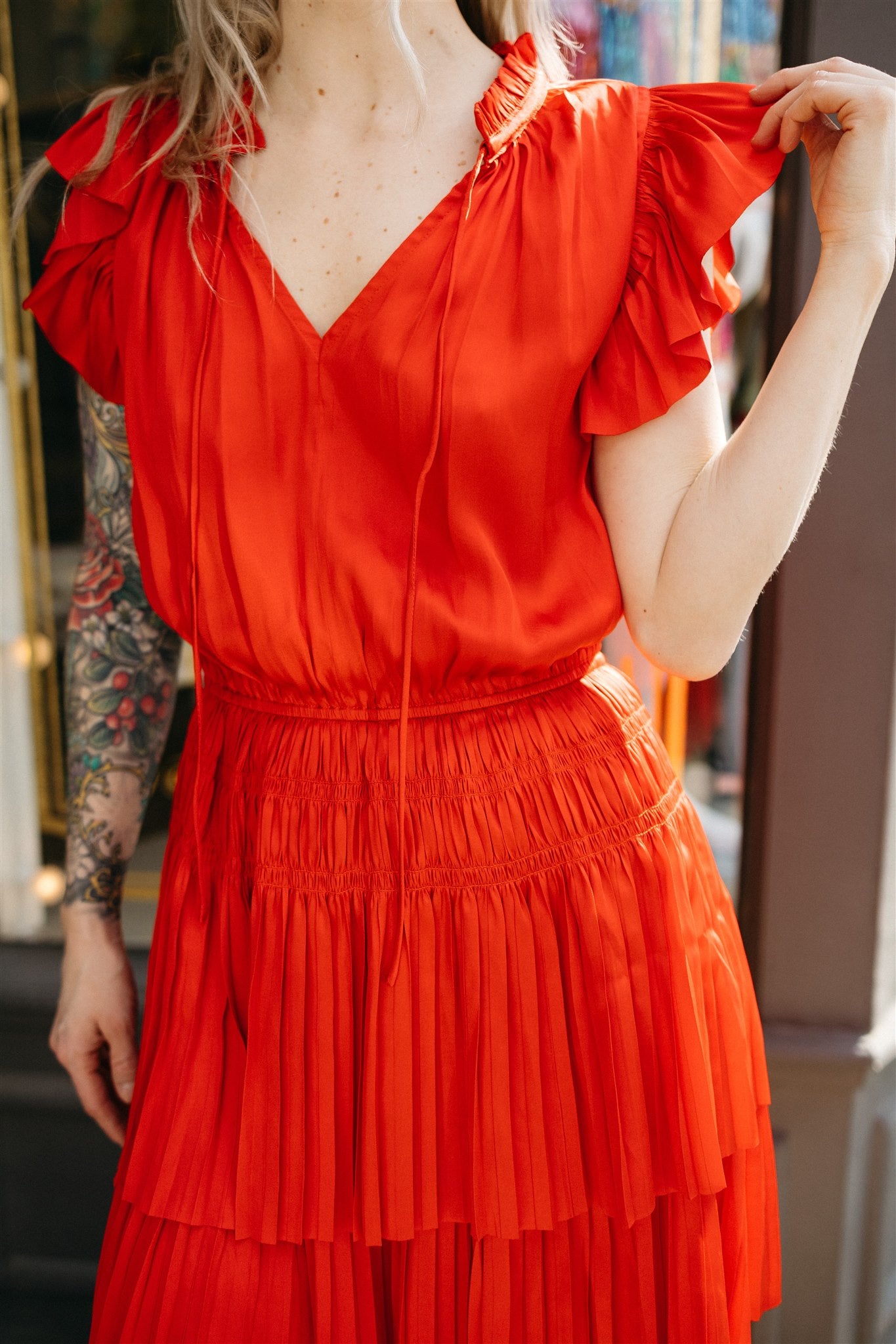Short Sleeve Ruffle Mini Dress